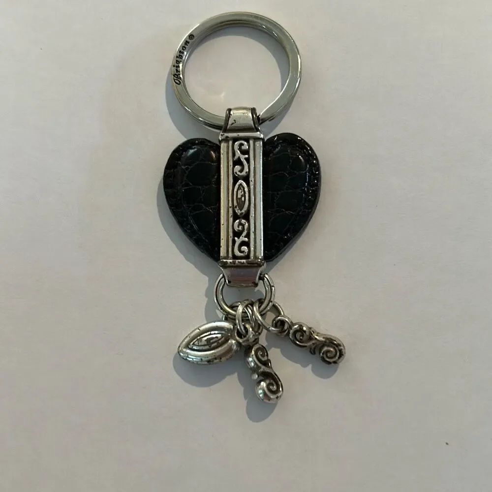 BRIGHTON Leather Heart Keychain W/Charms